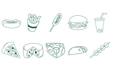 Fast Food Doodle Illustration SET