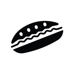Black and White Hot Dog Icon