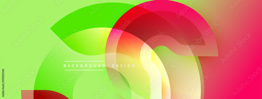 Poster Abstract colorful background. Overlapping shapes create dynamic visual effect. Gradient hues blend smoothly, offering modern aesthetic.