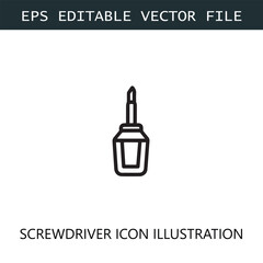 Screwdriver Icon Logo Vector Image in Black and White