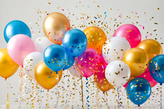 Colorful balloons celebration party festive confetti - Powered by Adobe
