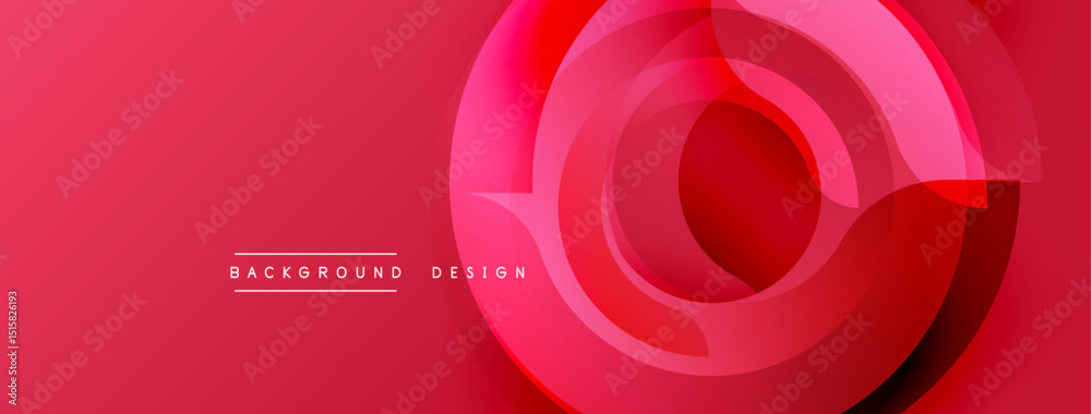 Fototapete Abstract red design features layered circular shapes. Modern background with gradient effect, simple text label present.