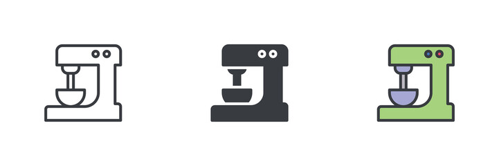 Stand mixer or kitchen machine different style icon set