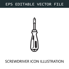 Screwdriver Icon Logo Vector Image in Black and White	
