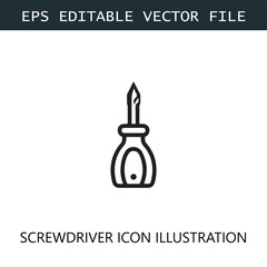 Screwdriver Icon Logo Vector Image in Black and White	
