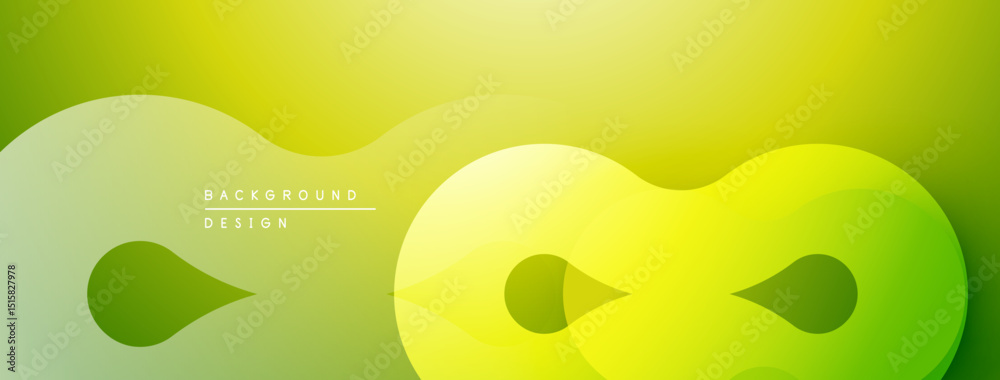Aufkleber Abstract yellow background. Overlapping shapes create dynamic visual effect. Minimalist design with gradient hues. Modern, clean aesthetic.