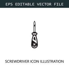 Screwdriver Icon Logo Vector Image in Black and White