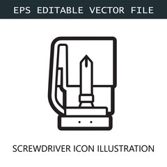 Screwdriver Icon Logo Vector Image in Black and White	
