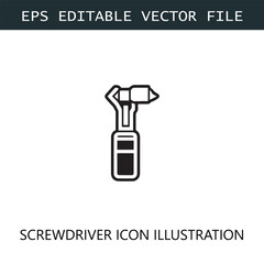 Screwdriver Icon Logo Vector Image in Black and White	
