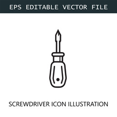 Screwdriver Icon Logo Vector Image in Black and White	
