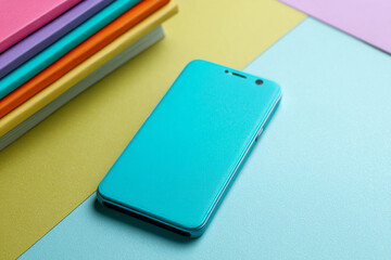Turquoise Smartphone Case on Colorful Pastel Background