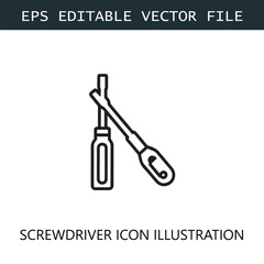 Screwdriver Icon Logo Vector Image in Black and White	
