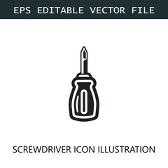 Screwdriver Icon Logo Vector Image in Black and White	
