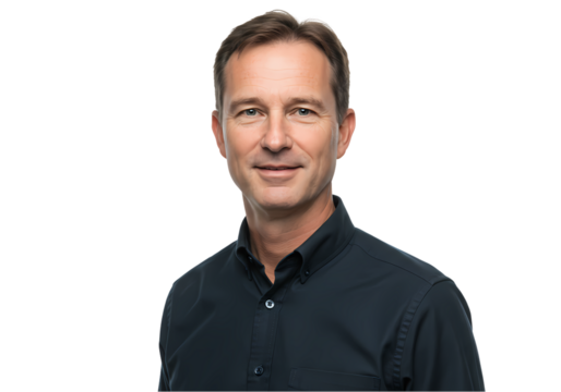 Portrait of a Man with a Subtle Smile isolated on transparent baackground