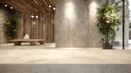 Obraz premium Modern Minimalist Interior Design: Concrete and Wood