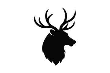 Naklejka premium Vector deer head silhouette with strong clean design for apparel