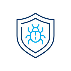 Antivirus icon. Symbol of protection and threat defense. Vector illustration. Editable stroke.