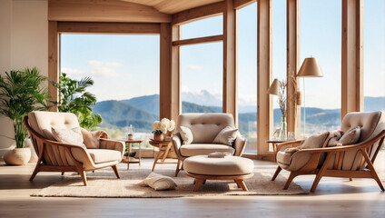 Fototapeta premium Relaxed Stylish Interior Featuring Armchairs: A Perfect Retreat for Relaxation