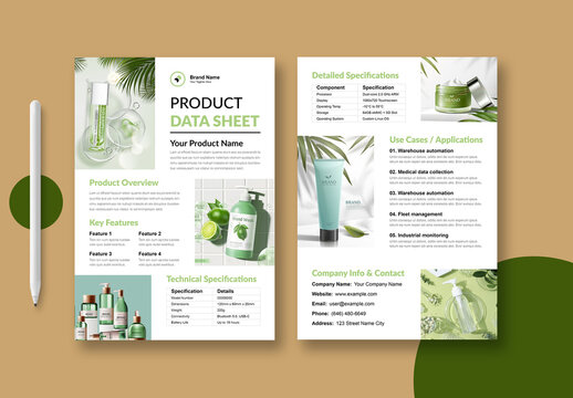 Modern Product Data Sheet Template Layout