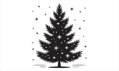 simple christmas tree silhouette black and white