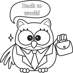 Coloring pages of Sticker of violet owl daily activities.