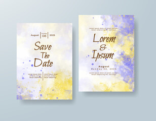Wedding invitation with abstract watercolor background
