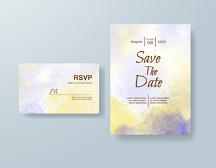 Wedding invitation with abstract watercolor background