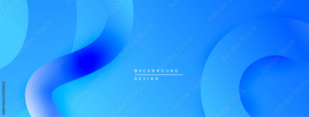 Poster Abstract blue background. Smooth shapes overlap, creating dynamic visual effect. Gradient shades provide depth, modern aesthetic.