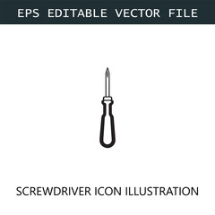 Screwdriver Icon Logo Vector Image in Black and White