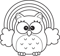 Coloring pages of Sticker of violet owl daily activities.