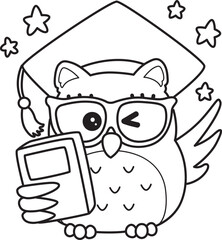 Coloring pages of Sticker of violet owl daily activities.