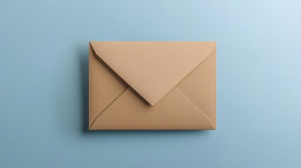 Light beige envelope on a light blue surface.