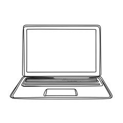 Open laptop in minimalist outline style