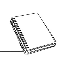 Closed spiral notebook in continuous line art