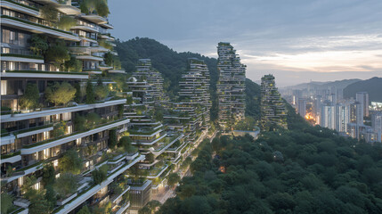 Obraz premium buildings in the city center, green atmosphere in the area