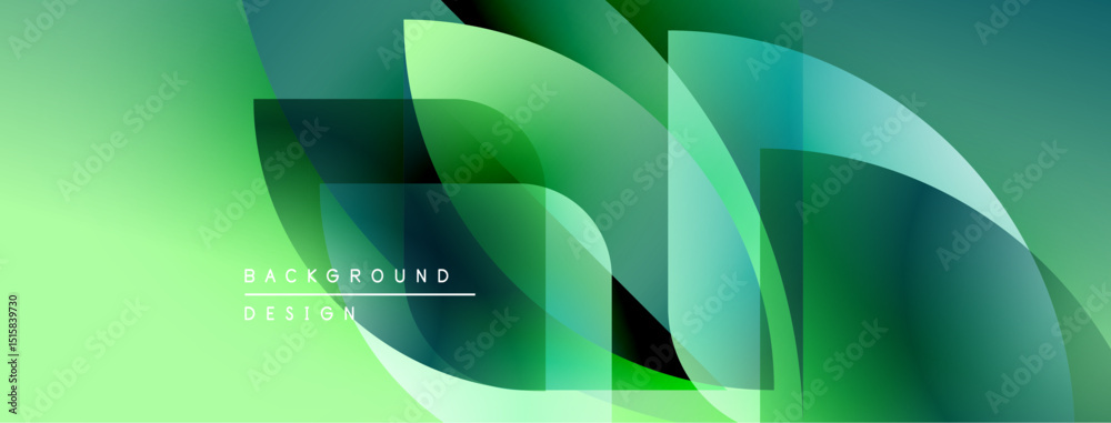 Aufkleber Abstract green background. Overlapping shapes create dynamic visual effect. Modern design elements suggest nature, growth, freshness.