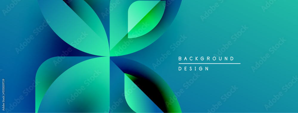 Poster abstract floral design. blue, green gradients create dynamic petal shapes. modern background for pre