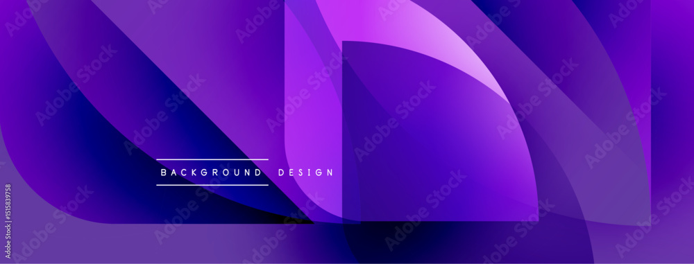Poster Abstract purple background. Flowing shapes create dynamic composition. Modern design with gradient effects, text element present.