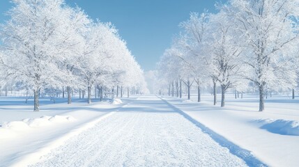 Obraz premium Winter Wonderland: Snow-Covered Pathway