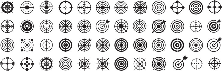 Target and aim icon set, crosshair, bullseye vector