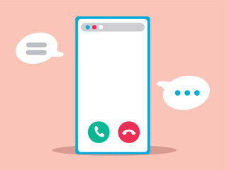 Smartphone with a blank screen isolated on pink background. New message notification, New email pop up. Incoming, open messaging. Chatting, post for banner, UI UX website.
