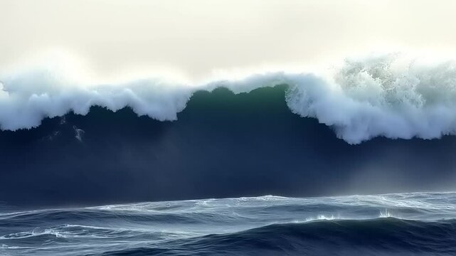Majestic Ocean Waves Crashing: A Serene and Powerful Natural Phenomenon Display
