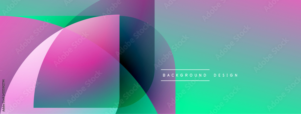 Poster Abstract colorful shapes overlap, creating dynamic visual effect. Gradient hues blend smoothly, modern design element.