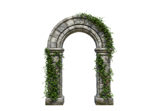 Ancient Stone Archway with Ivy A Passage Through Time isolated on transparent baackground