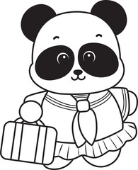 Coloring book of Illustration of cute panda costume icon.