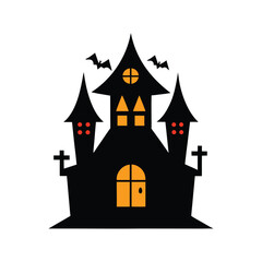 Halloween haunted house colorful vector illustration