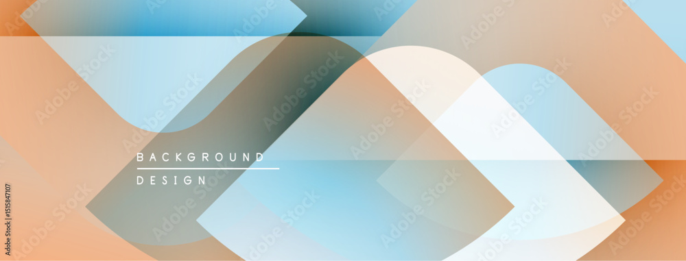 Poster Abstract geometric background. Soft color gradients create layered shapes, modern design elements. Minimalist composition, light hues dominate.