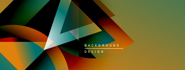 Abstract geometric shapes, vibrant colors, dynamic composition. Modern design elements create stylish background.