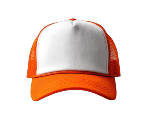 Orange trucker hat, white front,  mesh sides