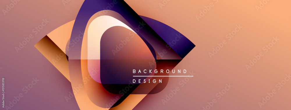 Poster Abstract geometric design. Orange, purple gradients create dynamic flow. Modern background suitable for digital projects.